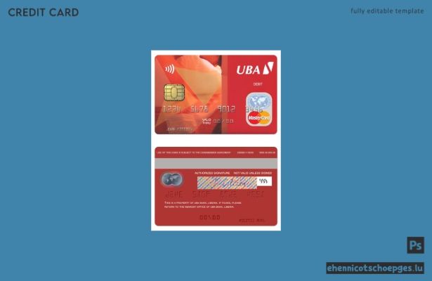Beispielvorschau der Liberia UBA Bank Debit Mastercard